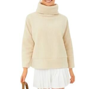 Tuckernuck XS Cream Rollins Funnel Neck Sweater Faux Sherpa Boxy Cozy Neutral